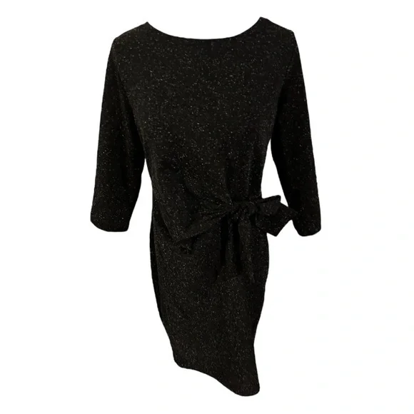 Liz Claiborne Black speckled Midi Dress perfect fit size medium Christmas dress - Picture 2 of 4